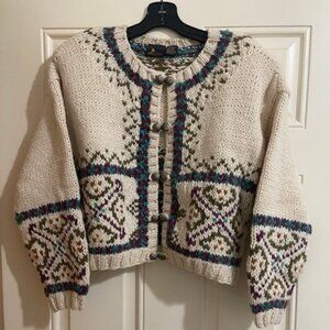 Liz Sport | Vintage Chunky Cropped Knit Fair Isle Cardigan Sweater  Size M